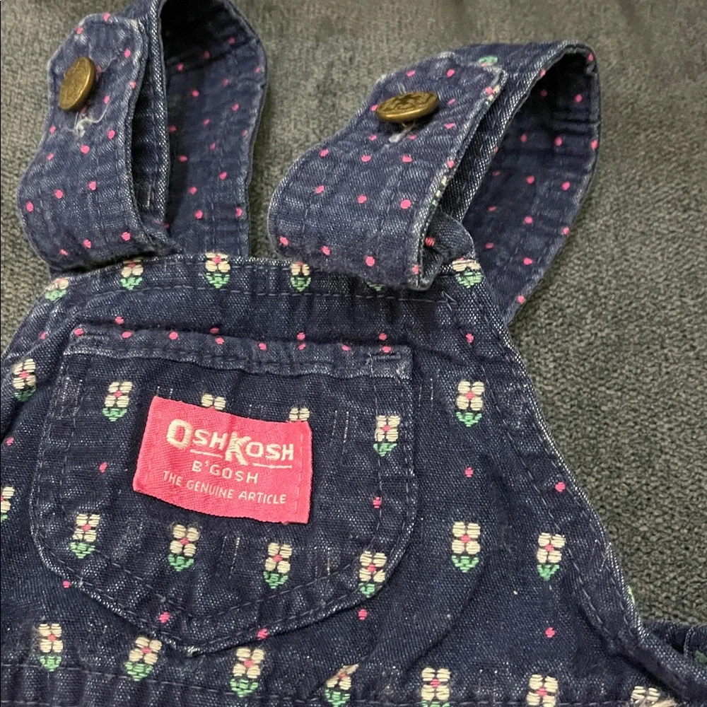 OshKosh B'gosh Navy Overalls with Floral Pattern